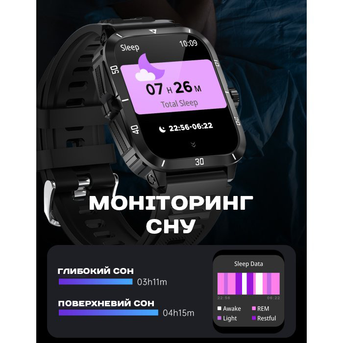 Смарт-годинник UWatch Smart Space Pro чорний з дисплеєм 1.96″ і Bluetooth 5.0 — фото 10
