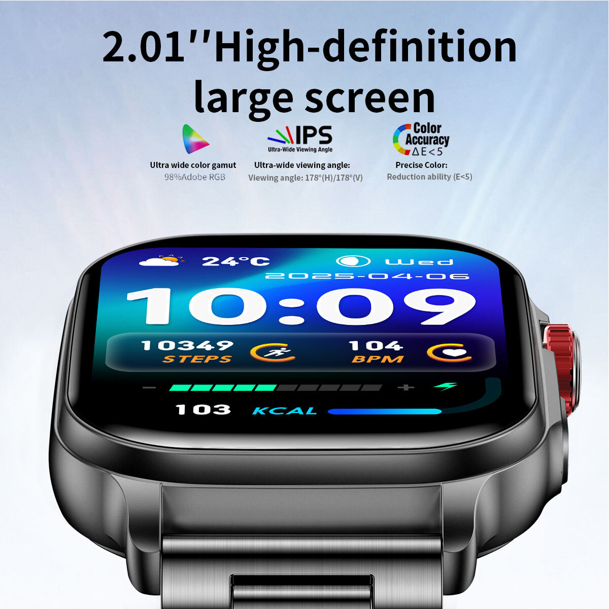 Смарт годинник UWatch Smart Energy Sakura Pink 2.01 IPS, Bluetooth-дзвінки, 2 ремінці — фото 4