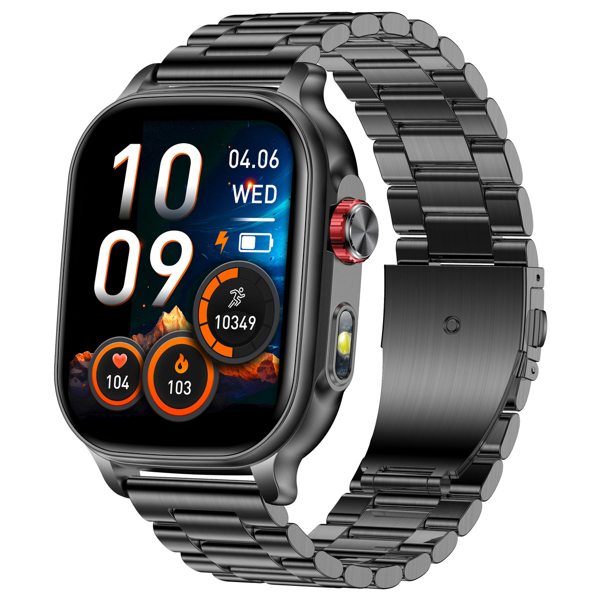 Смартгодинник UWatch Smart Energy Steel Black 2,01 дюйма зі сталевим браслетом і 2 ремінцями — фото 1