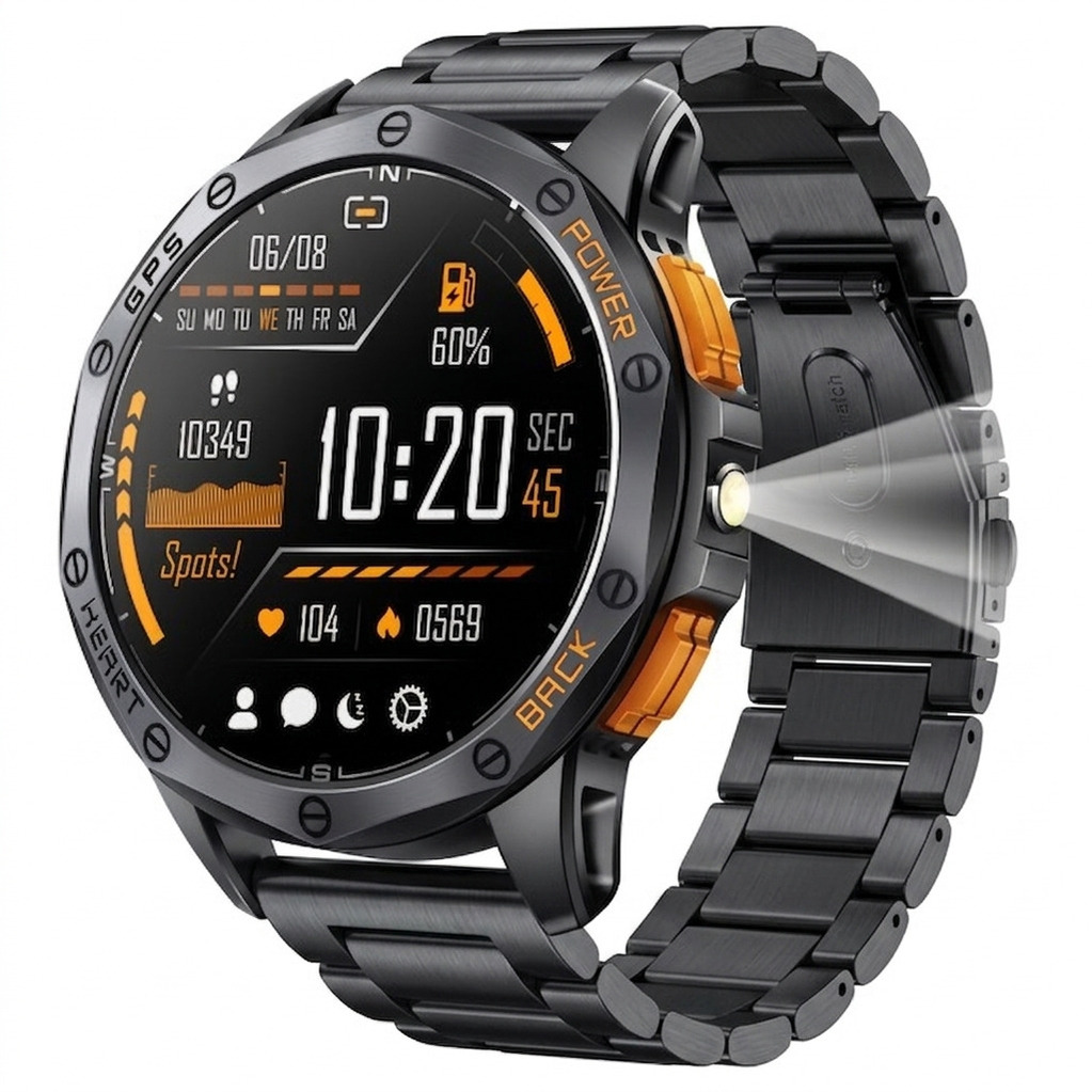 Смартгодинник UWatch Smart GPS Max Steel Black AMOLED з GPS і 3 ремінцями — фото 1