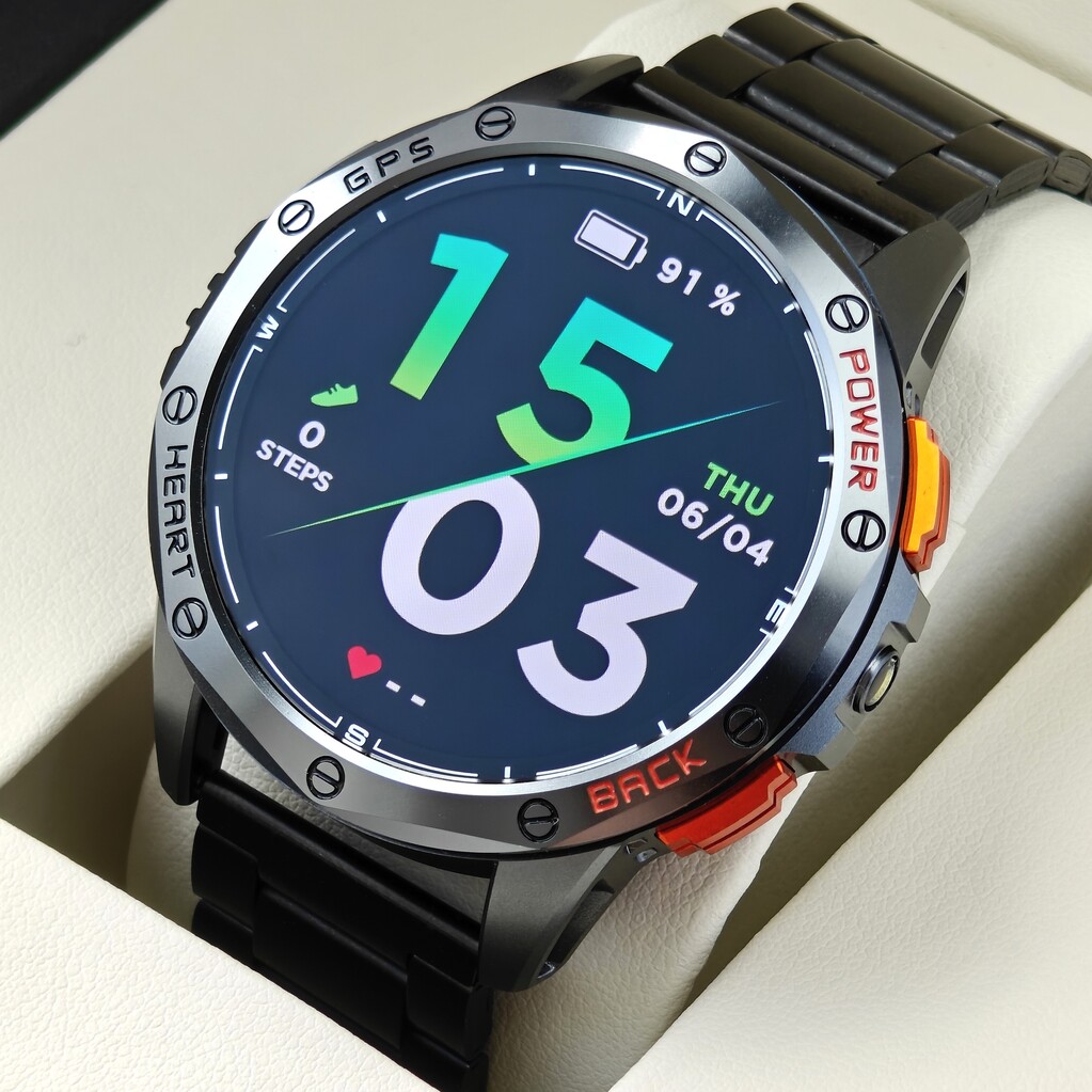 Смартгодинник UWatch Smart GPS Max Steel Black AMOLED з GPS і 3 ремінцями — фото 2