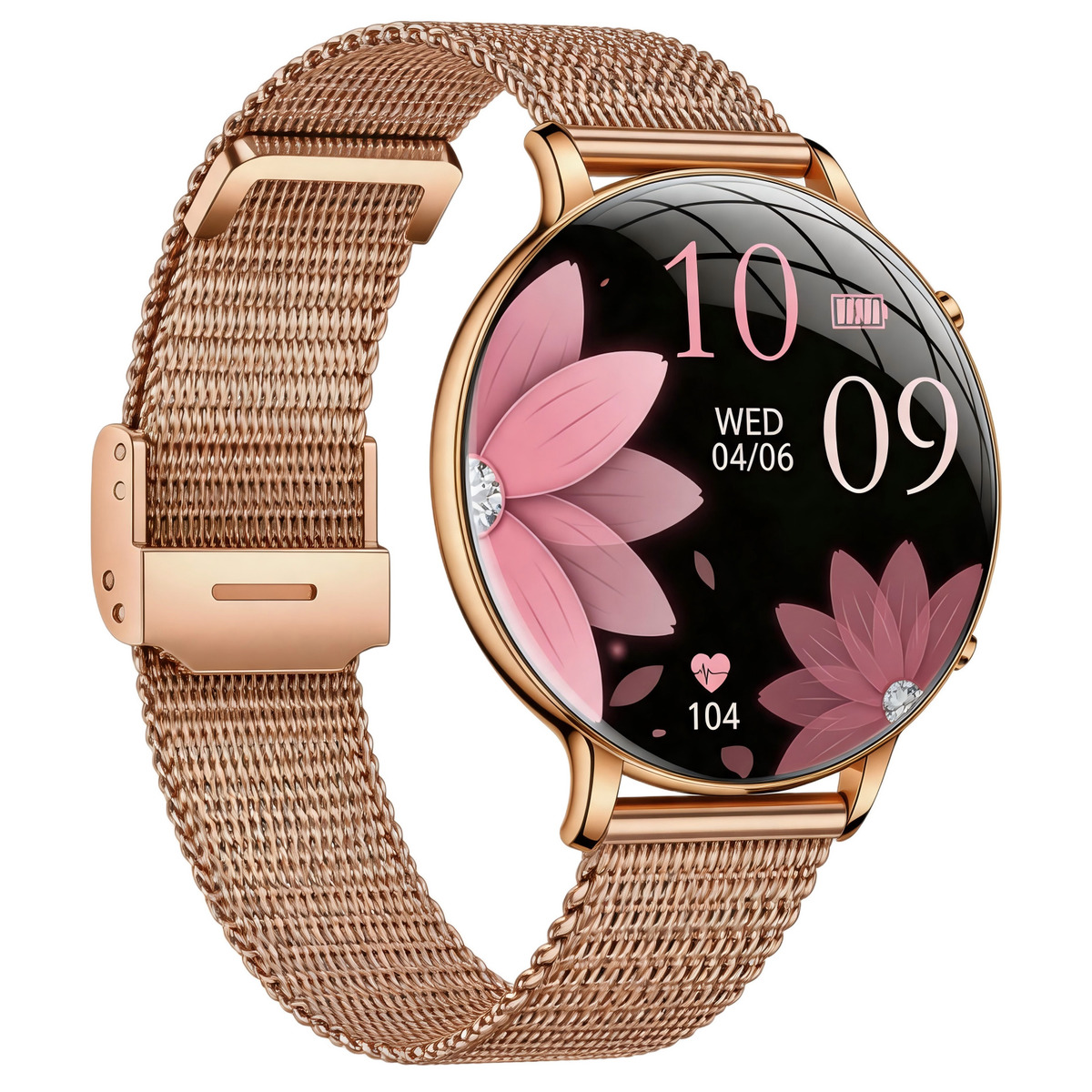 Смарт-годинник UWatch Smart Rose з ліхтариком, AMOLED 1.32″, рожевий ремінець і додатковий сталевий — фото 2
