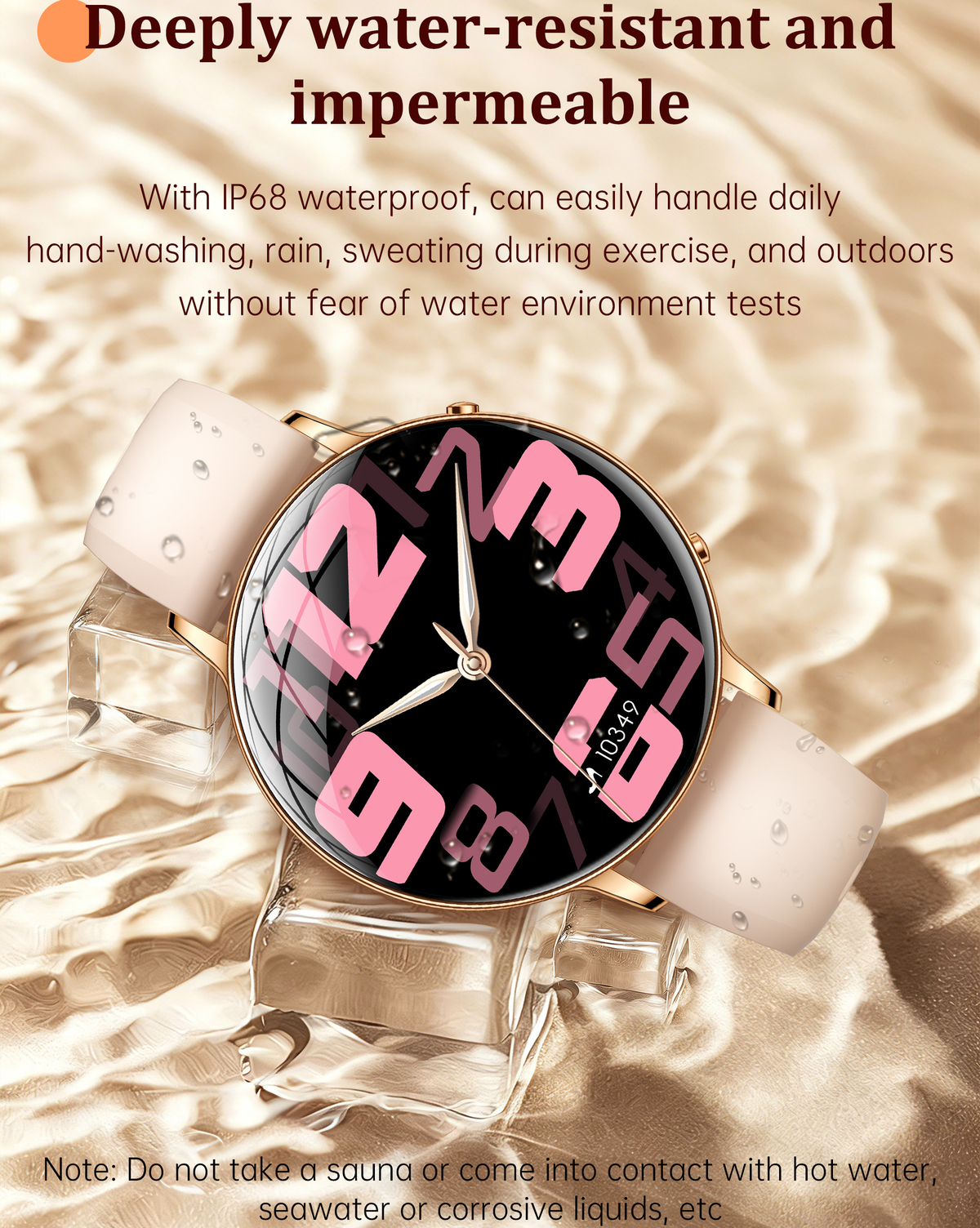 Смарт-годинник UWatch Smart Rose з ліхтариком, AMOLED 1.32″, рожевий ремінець і додатковий сталевий — фото 7