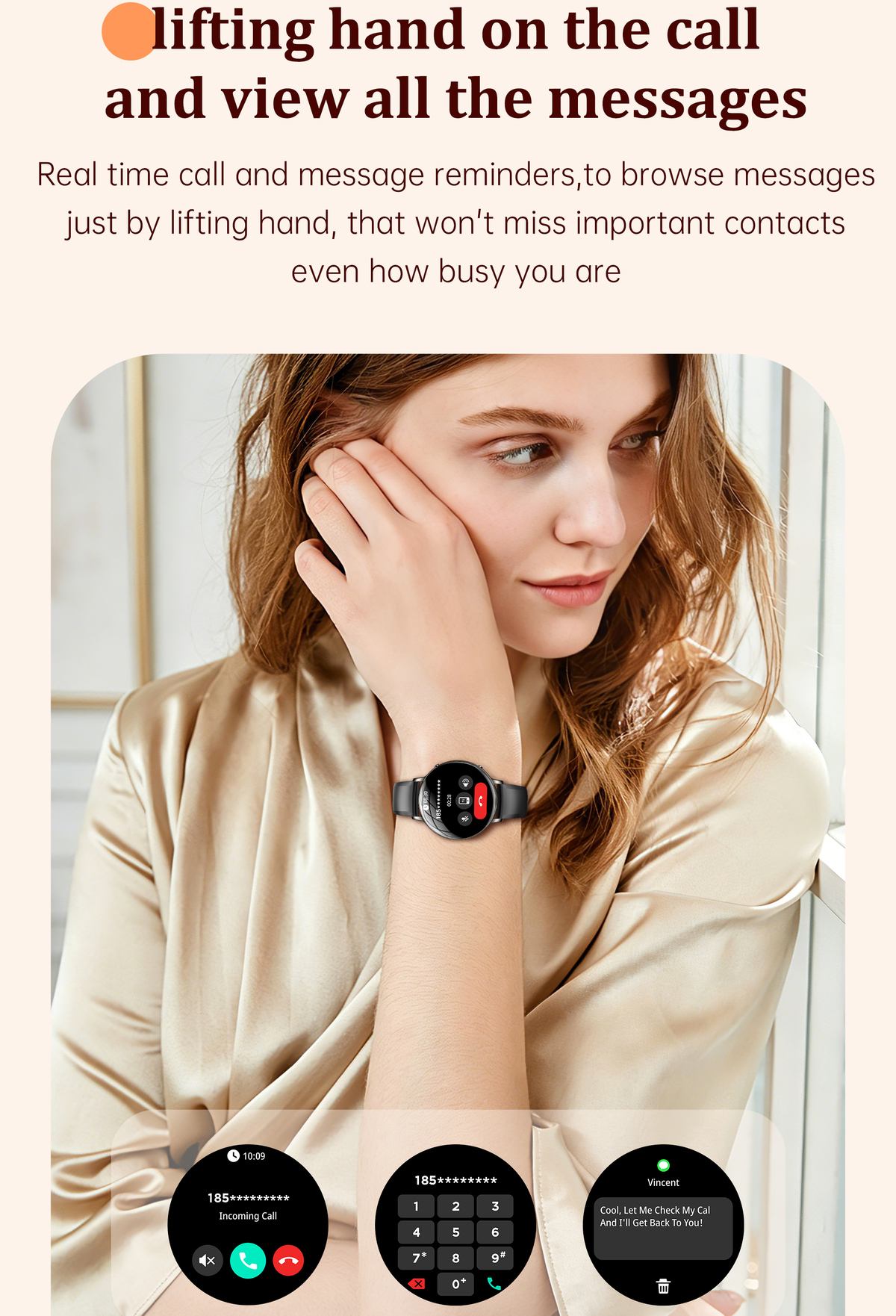 Смарт-годинник UWatch Smart Rose з ліхтариком, AMOLED 1.32″, рожевий ремінець і додатковий сталевий — фото 9