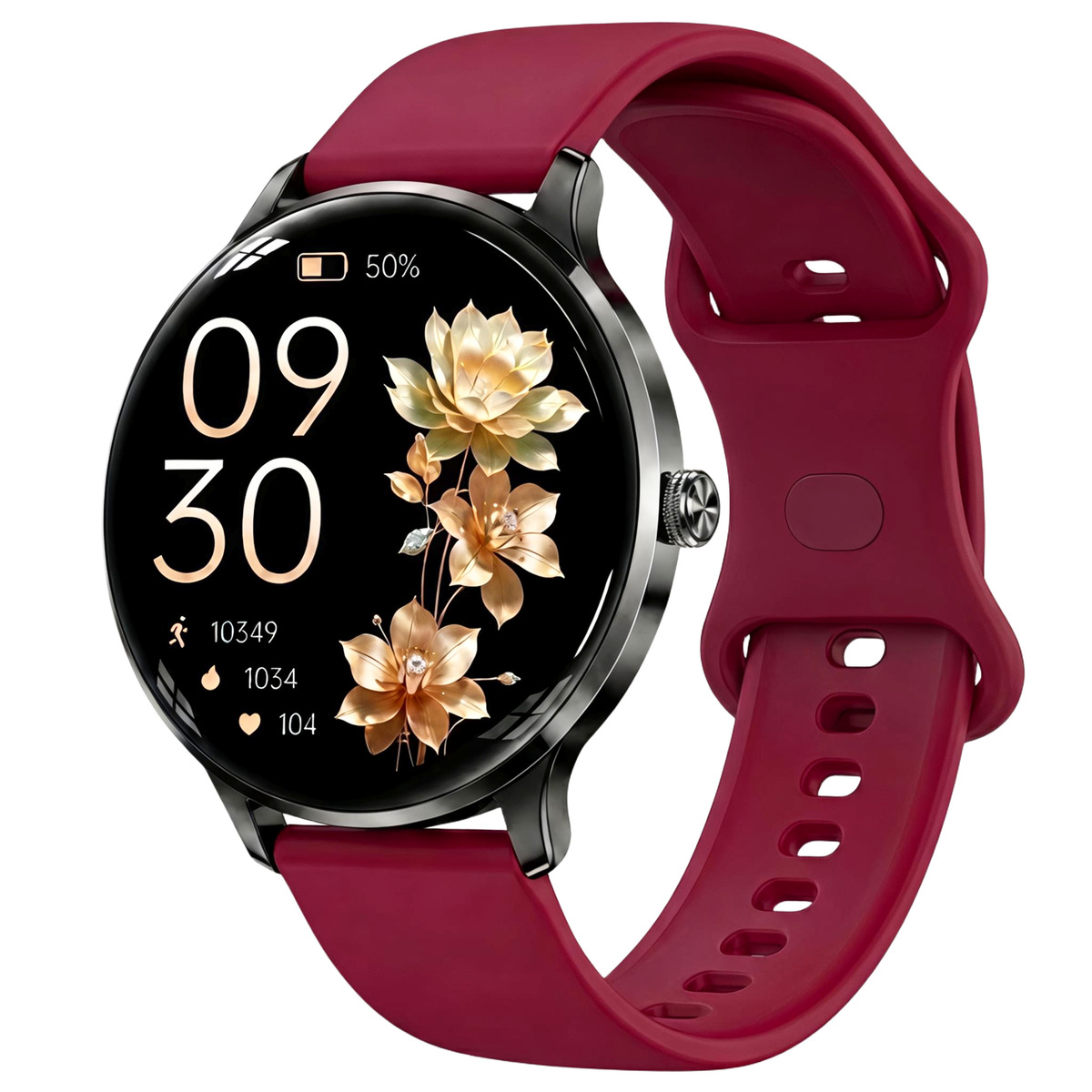 Смарт-годинник UWatch Smart Luna Cherry Rubber 46 мм з Amoled-дисплеєм і 3 ремінцями — фото 1