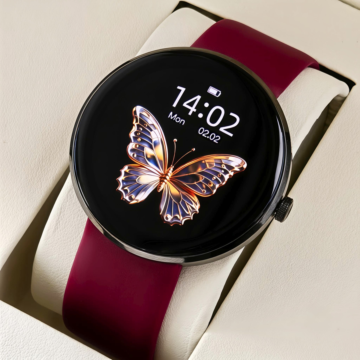 Смарт-годинник UWatch Smart Luna Cherry Rubber 46 мм з Amoled-дисплеєм і 3 ремінцями — фото 7