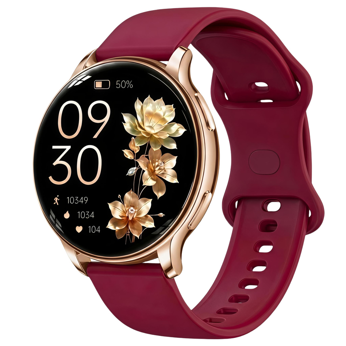 Смарт-годинник UWatch Smart Melisia Cherry Rubber із 3 ремінцями, золотистий — фото 1