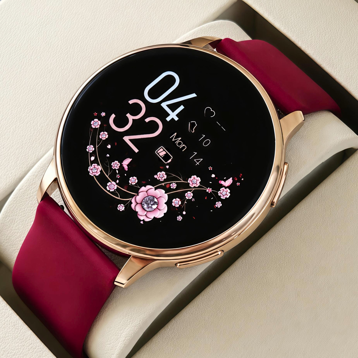 Смарт-годинник UWatch Smart Melisia Cherry Rubber із 3 ремінцями, золотистий — фото 2