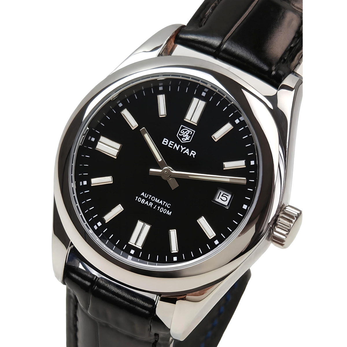 Чоловічий годинник Benyar 2201 Automatic Leather Deluxe з автозаводом і 2 ремінцями — фото 1