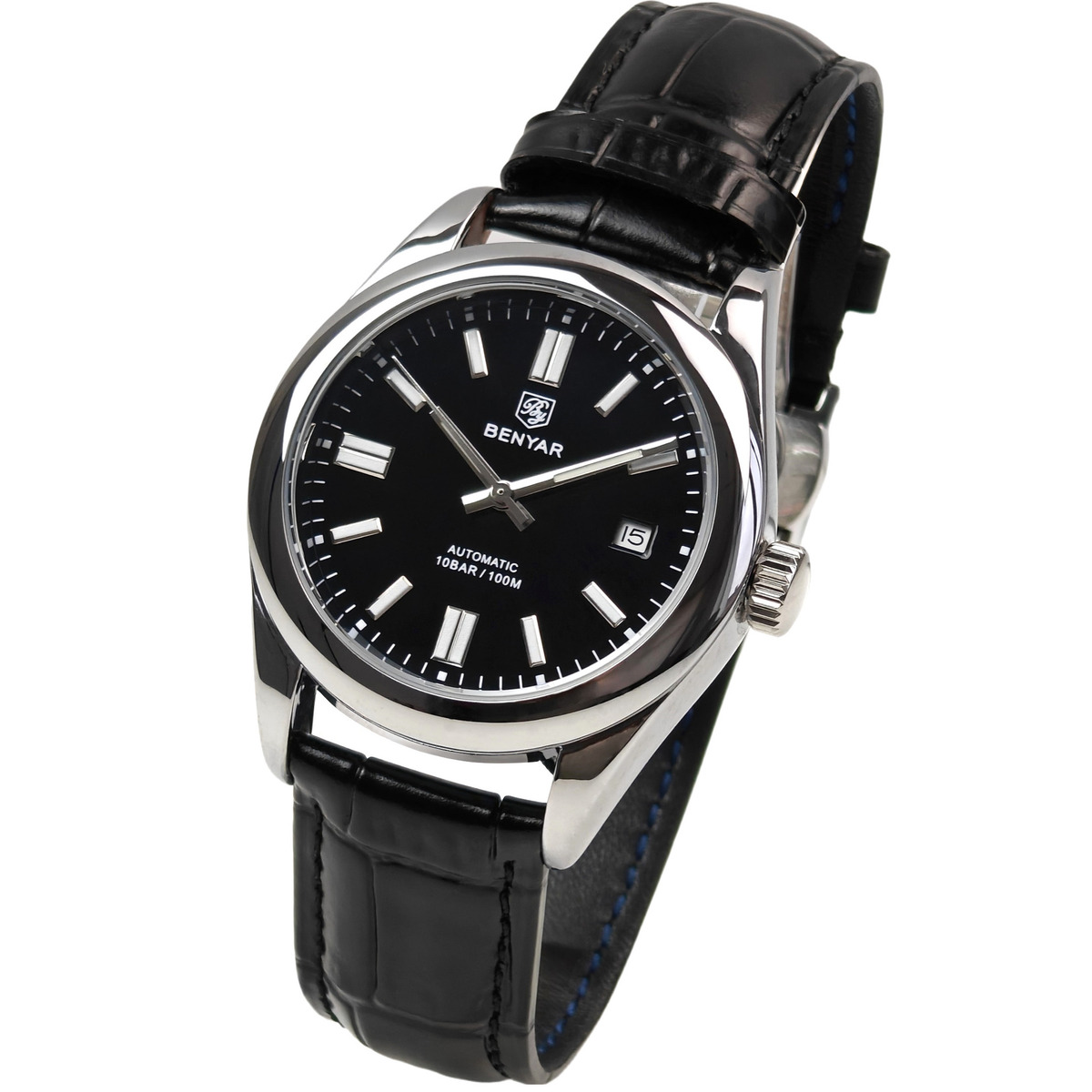 Чоловічий годинник Benyar 2201 Automatic Leather Deluxe з автозаводом і 2 ремінцями — фото 2