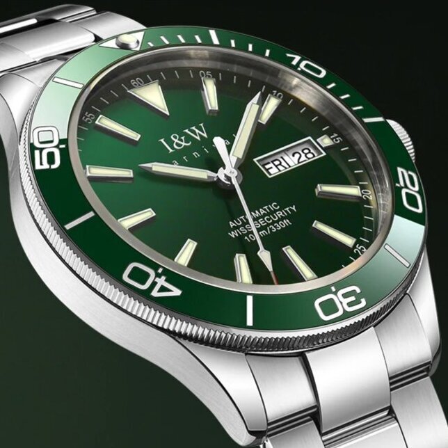 Чоловічий механічний годинник Carnival Diver 10 Bar 2032 із зеленим циферблатом — фото 3