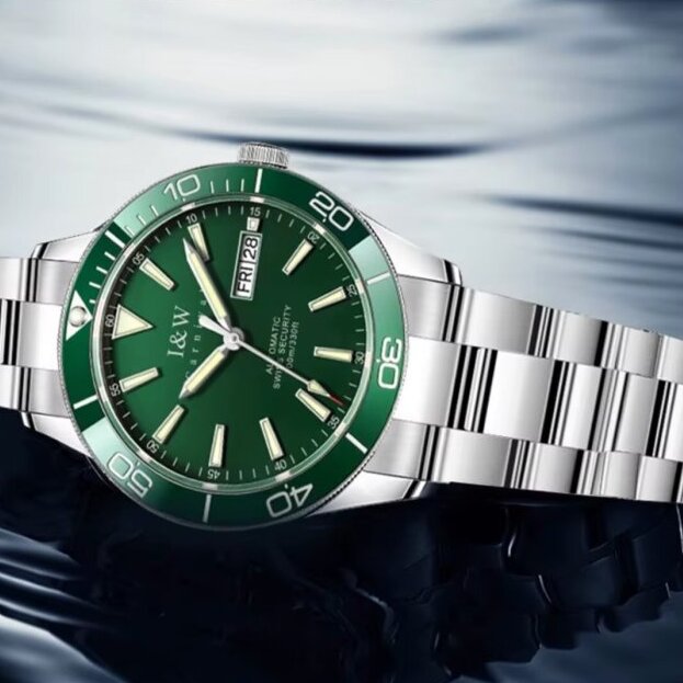 Чоловічий механічний годинник Carnival Diver 10 Bar 2032 із зеленим циферблатом — фото 10