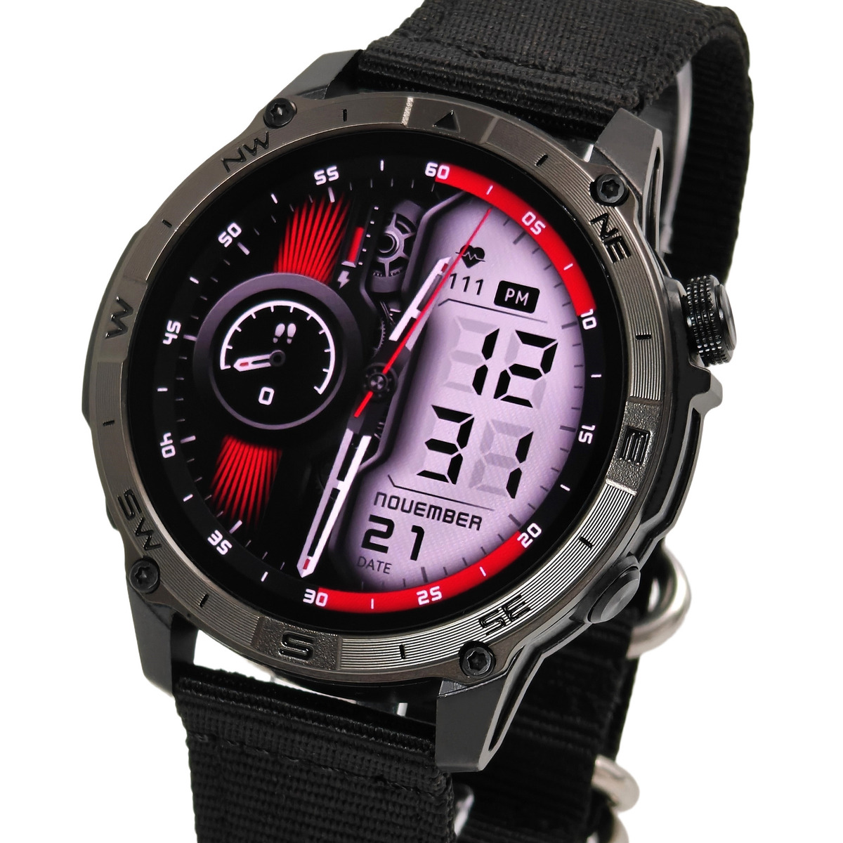 Смарт-годинник North Edge GPS Titan Black Spider з AMOLED, GPS і 2 ремінцями — фото 1
