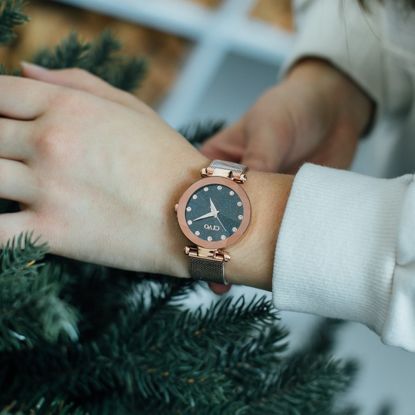 Жіночий годинник Civo Ideal 7753 із синім циферблатом і золотистим браслетом — фото 4