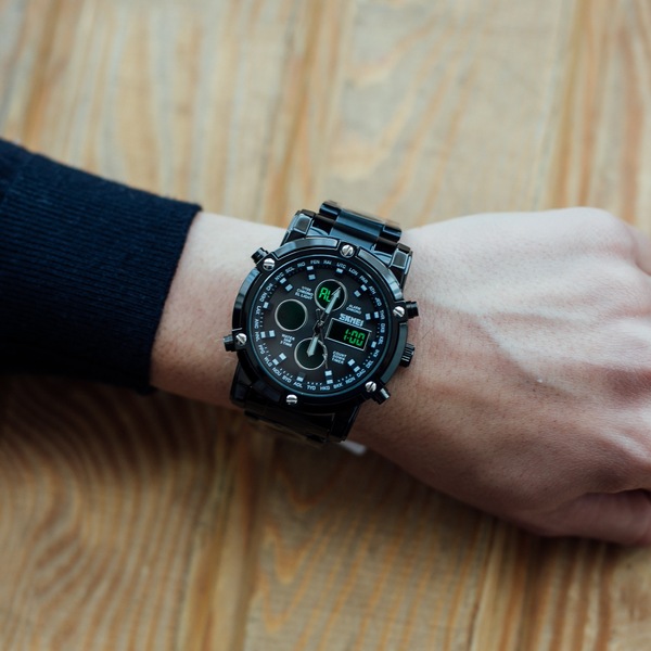 Чоловічий годинник Skmei 1210 Molot Limited AllBlack зі сталевим браслетом — фото 4