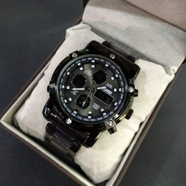 Чоловічий годинник Skmei 1210 Molot Limited AllBlack зі сталевим браслетом — фото 3