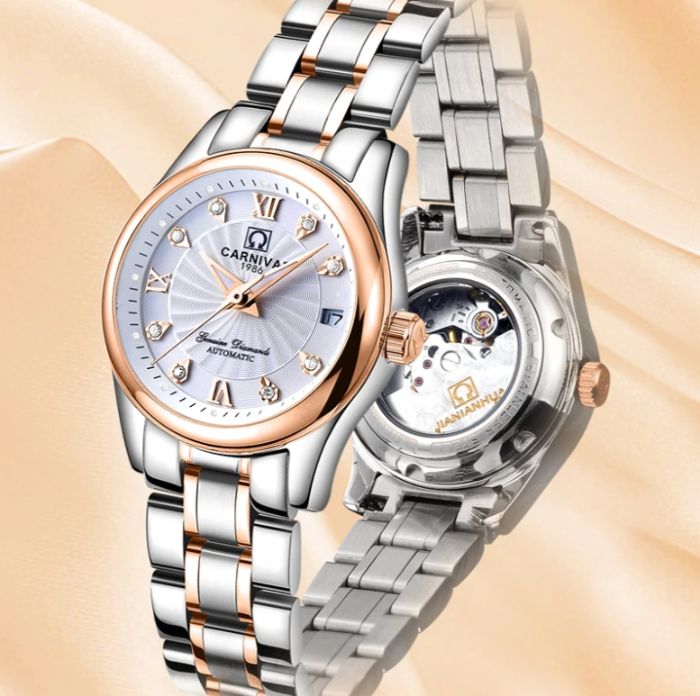 Жіночий механічний годинник Carnival White 8709 зі сріблястим браслетом — фото 4