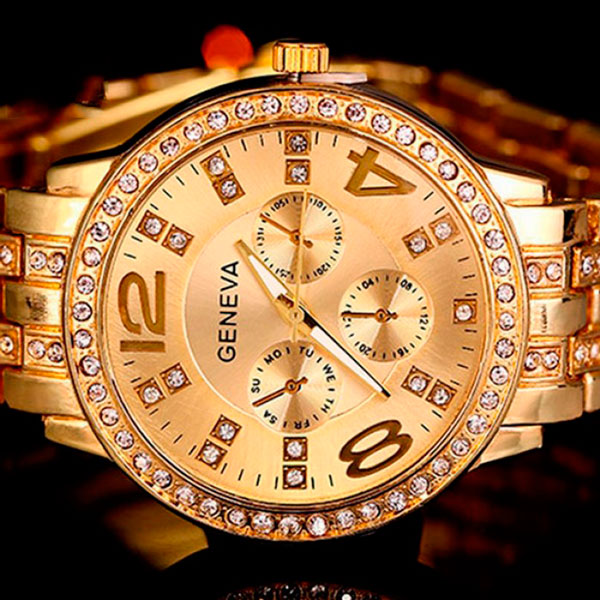 Жіночий годинник Geneva Gold 7223 кварцовий, золотистий браслет, 42 мм — фото 3