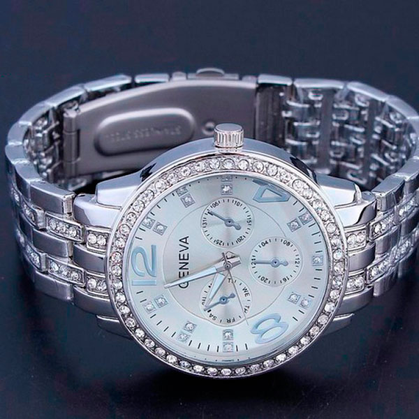 Жіночий годинник Geneva Silver 1320 зі сталевим браслетом, срібний — фото 10