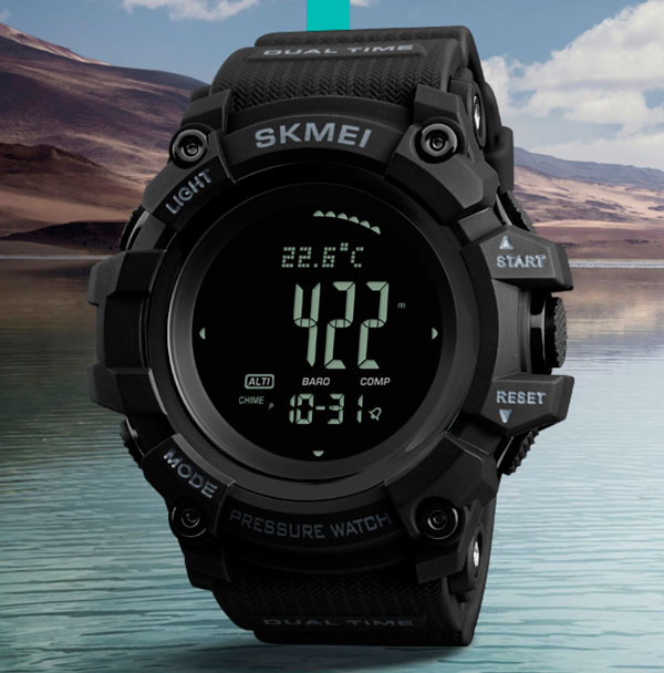 Чоловічий годинник Skmei Processor 1358 з компасом, чорний — фото 10