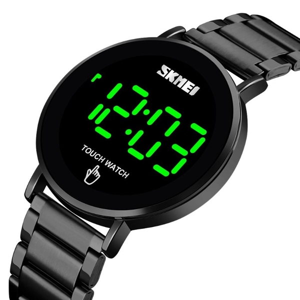 Чоловічий годинник Skmei Light 1252 з цифровим циферблатом і чорним сталевим ремінцем — фото 1