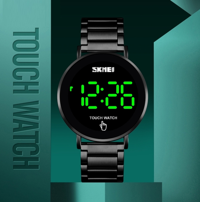 Чоловічий годинник Skmei Light 1252 з цифровим циферблатом і чорним сталевим ремінцем — фото 6