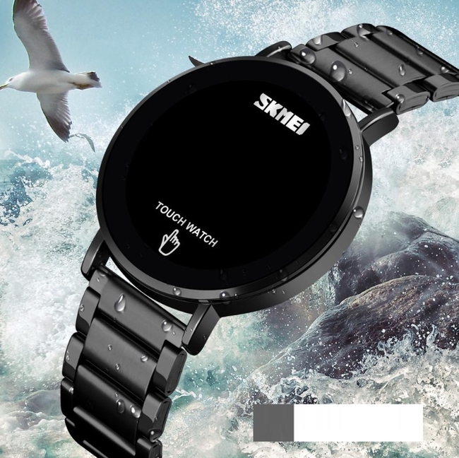 Чоловічий годинник Skmei Light 1252 з цифровим циферблатом і чорним сталевим ремінцем — фото 7