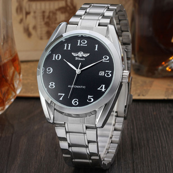 Чоловічий механічний годинник Winner Handsome Leather 1483 з автозаводом і 2 ремінцями — фото 2