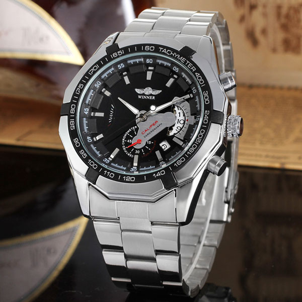 Чоловічий механічний годинник Winner Titanium 1038 зі сталевим ремінцем — фото 6