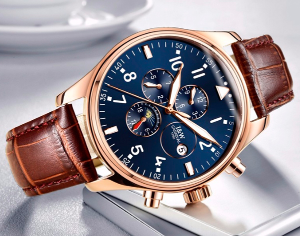 Чоловічий механічний годинник Carnival Grand Brown 8701 з автозаводом — фото 10