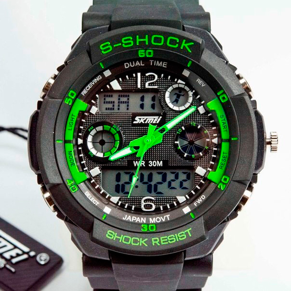 Skmei S-Shock Green 0931 чоловічий спортивний годинник 5 ATM — фото 10