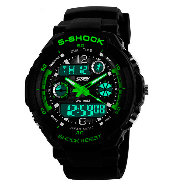 Skmei S-Shock Green 0931 чоловічий спортивний годинник 5 ATM — фото 9