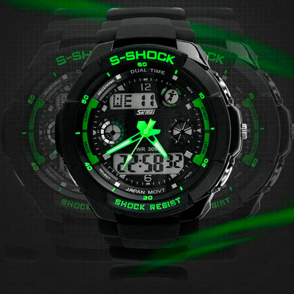 Skmei S-Shock Green 0931 чоловічий спортивний годинник 5 ATM — фото 3