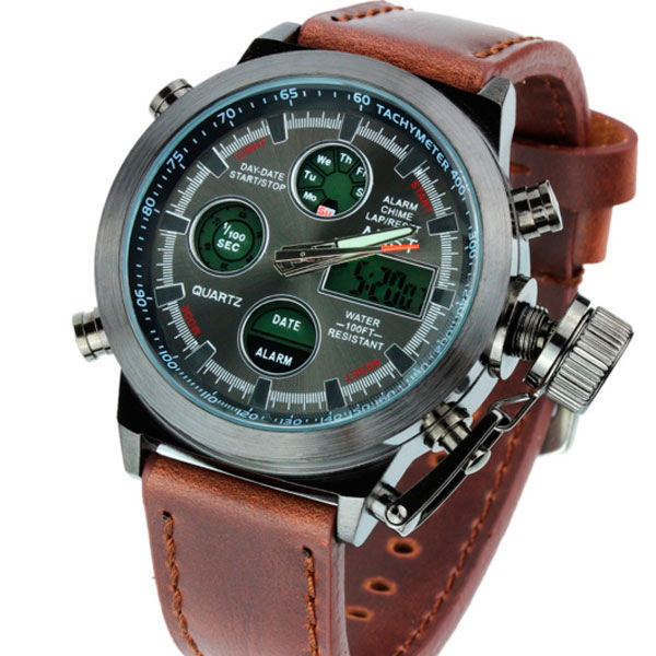 Чоловічий тактичний годинник AMST Mountain Green 2224 з 2 ремінцями — фото 4