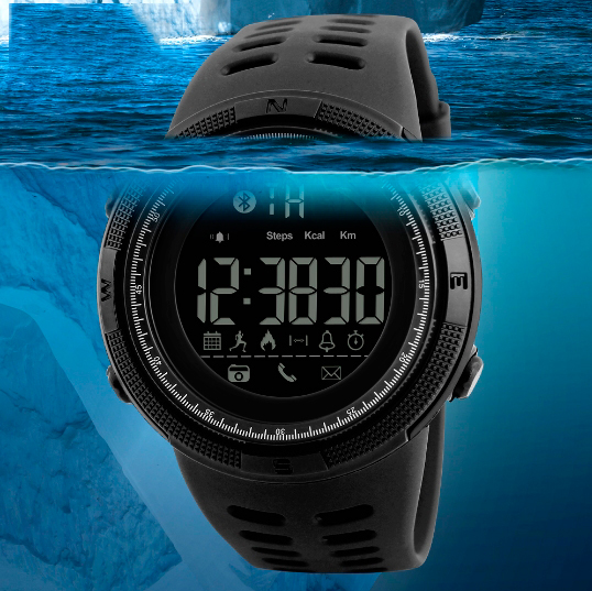 Чоловічий годинник Skmei Clever 1250 чорний з Bluetooth і водостійкістю 5 ATM — фото 7