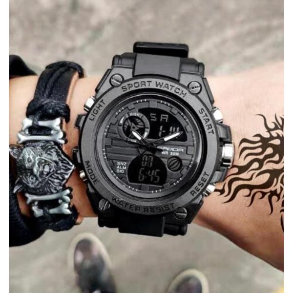 Чоловічий тактичний годинник Sanda Tattoo 4405 чорний, 45 мм — фото 1