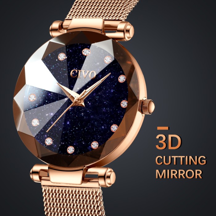 Жіночий годинник Civo Ideal 7753 із синім циферблатом і золотистим браслетом — фото 7