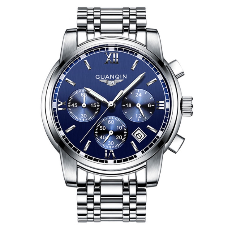 Чоловічий годинник Guanquin Liberty 8802 із темно-синім циферблатом і сталевим браслетом — фото 8