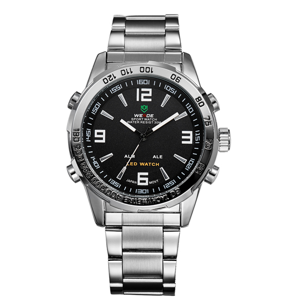 Чоловічий тактичний годинник Weide Standart Silver 1506 зі сталевим браслетом — фото 4