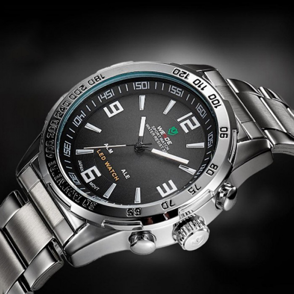 Чоловічий тактичний годинник Weide Standart Silver 1506 зі сталевим браслетом — фото 2