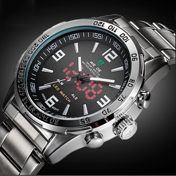 Чоловічий тактичний годинник Weide Standart Silver 1506 зі сталевим браслетом — фото 1